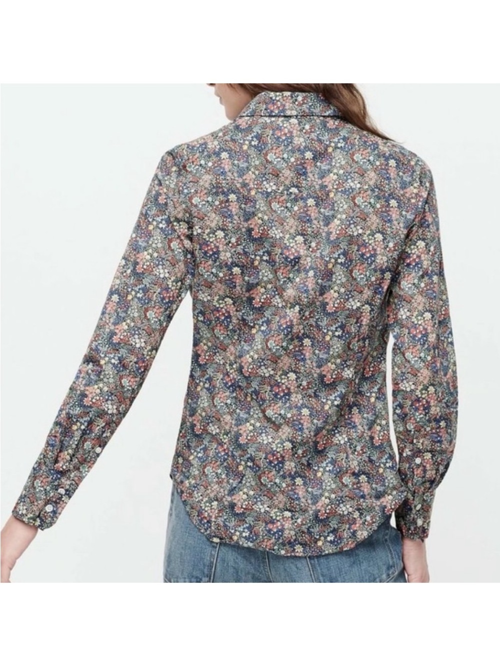 J. Crew Liberty London Perfect Shirt Elderberry Floral Size 2 Cottagecore Preppy - Picture 4 of 15